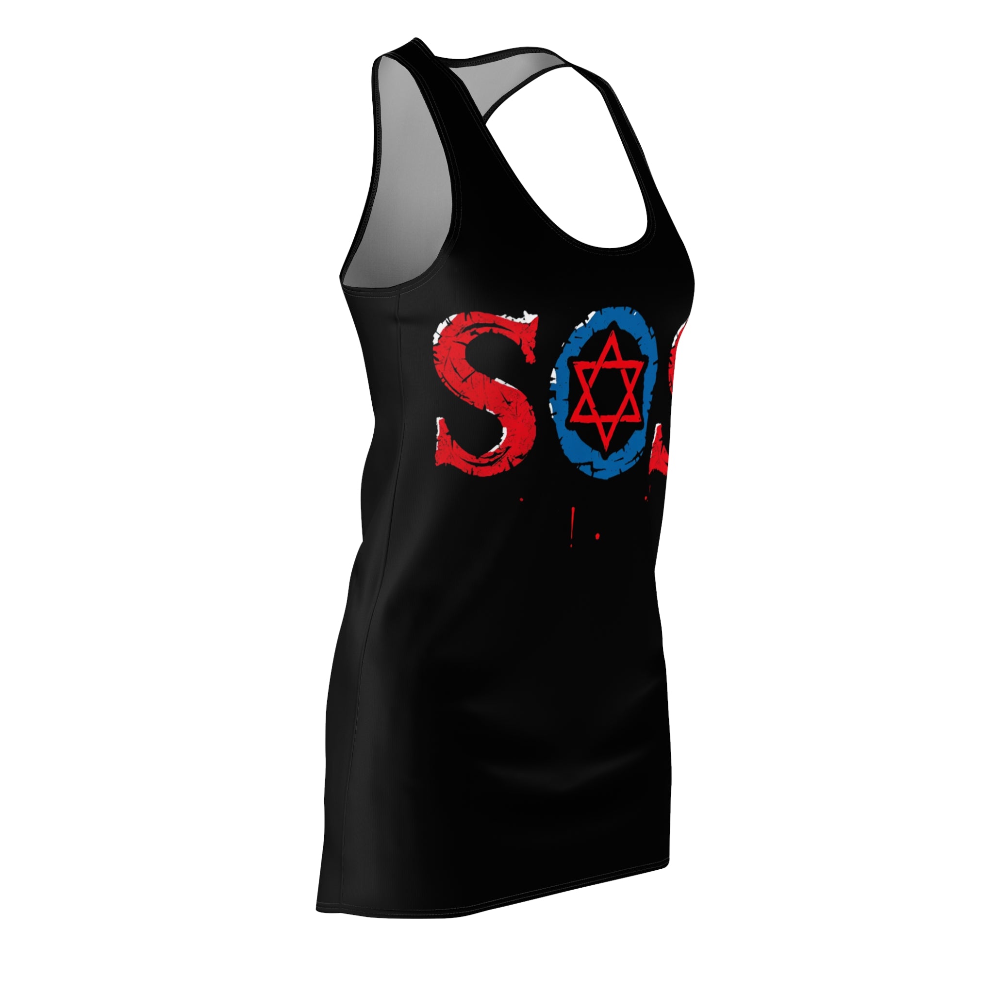 red blue  dress SOS