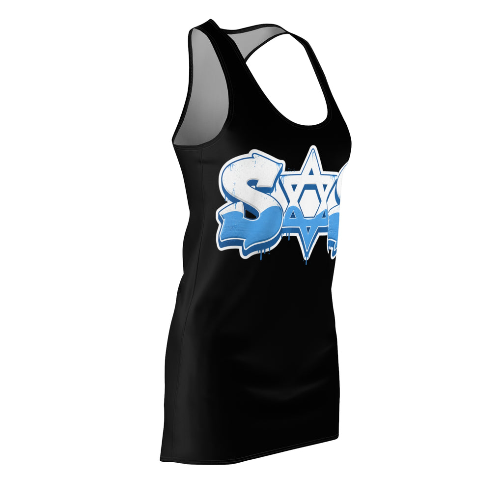 Light blue white dress SOS