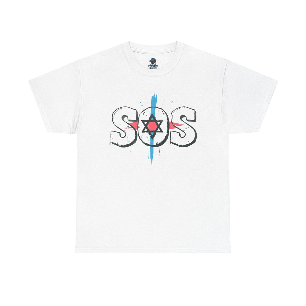 Pink blue and white SOS