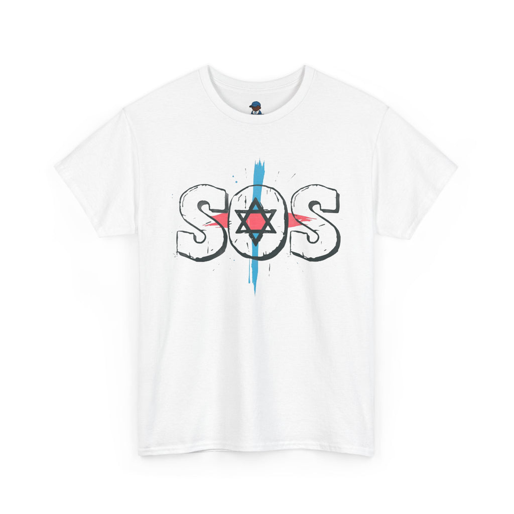 Pink blue and white SOS