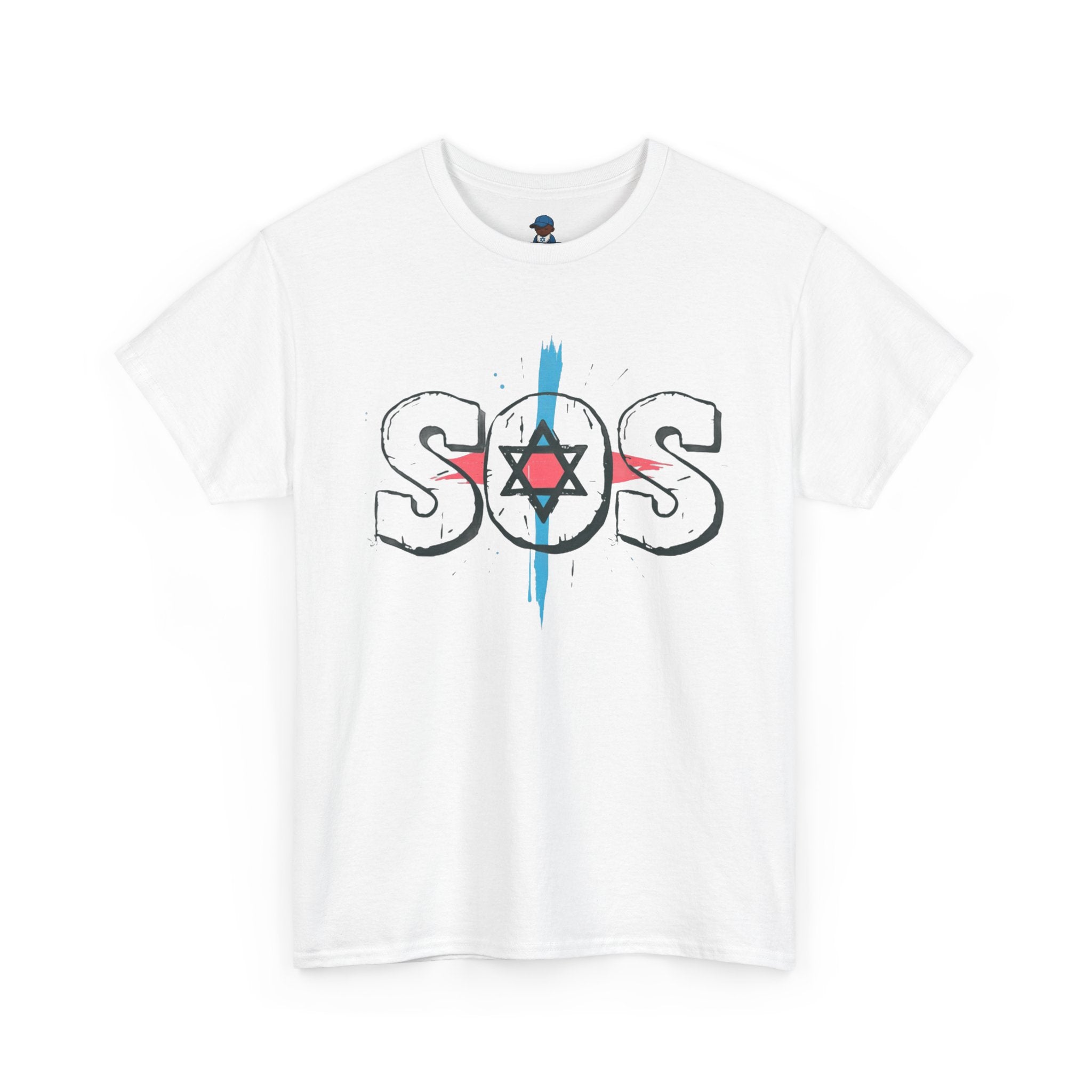 Pink blue and white SOS
