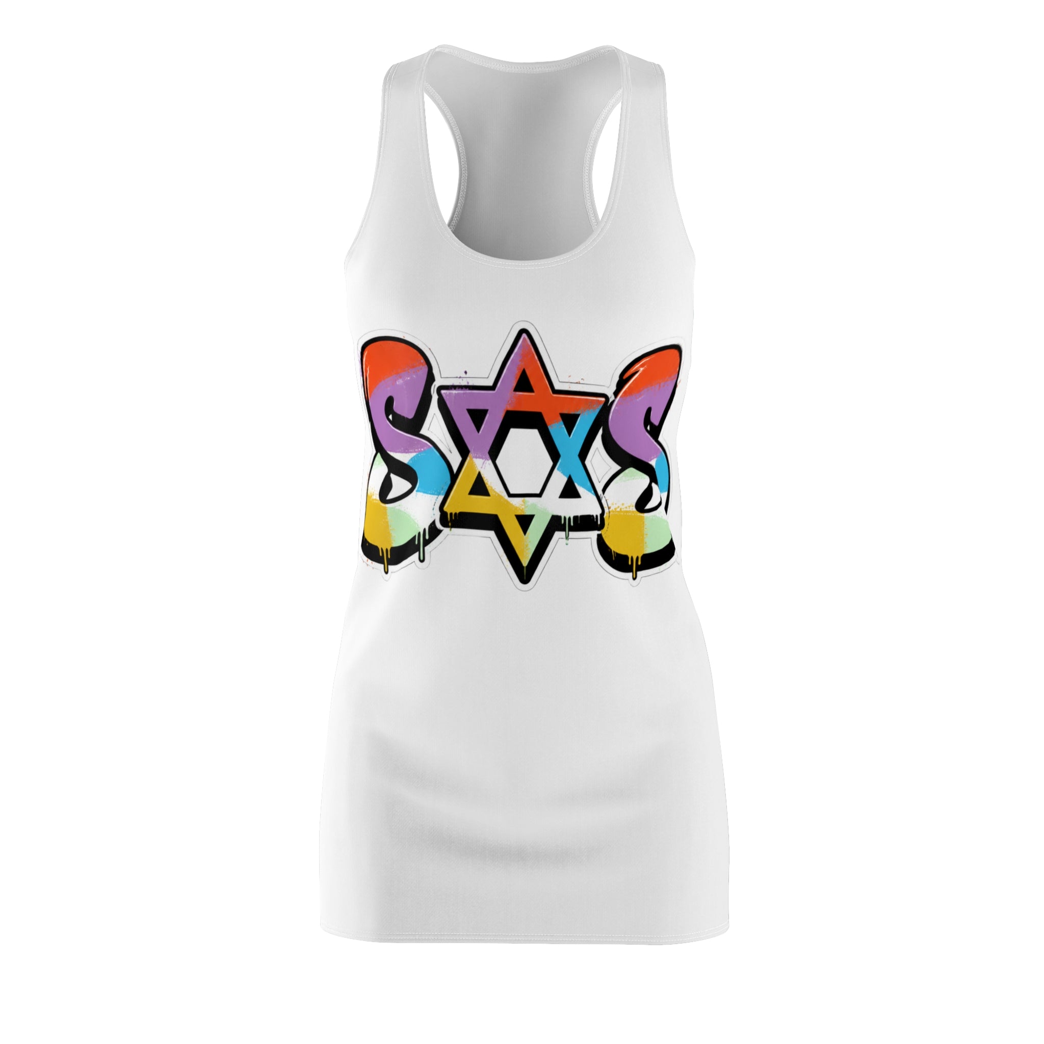 (White)multi colored dress SOS