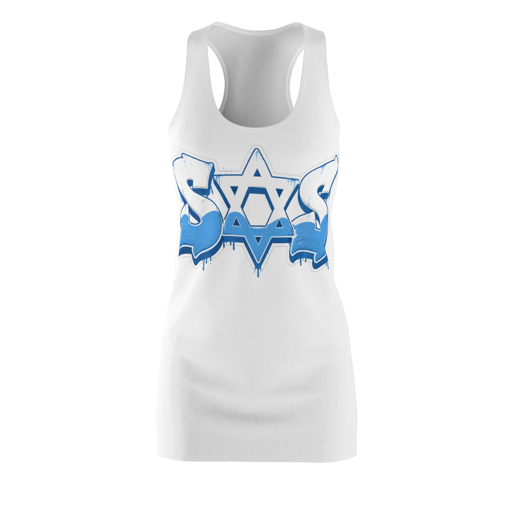 (White)Light blue white dress SOS