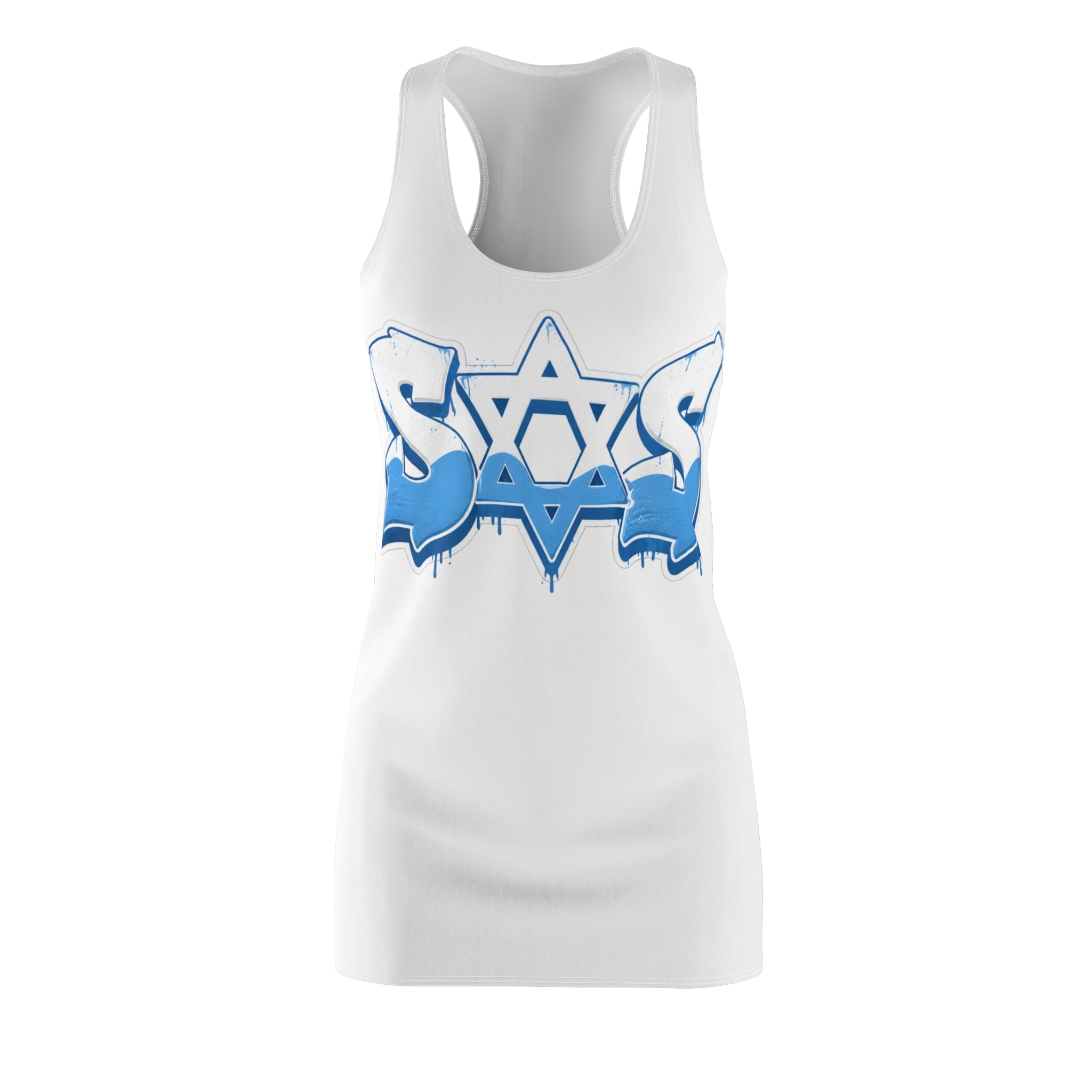 (White)Light blue white dress SOS