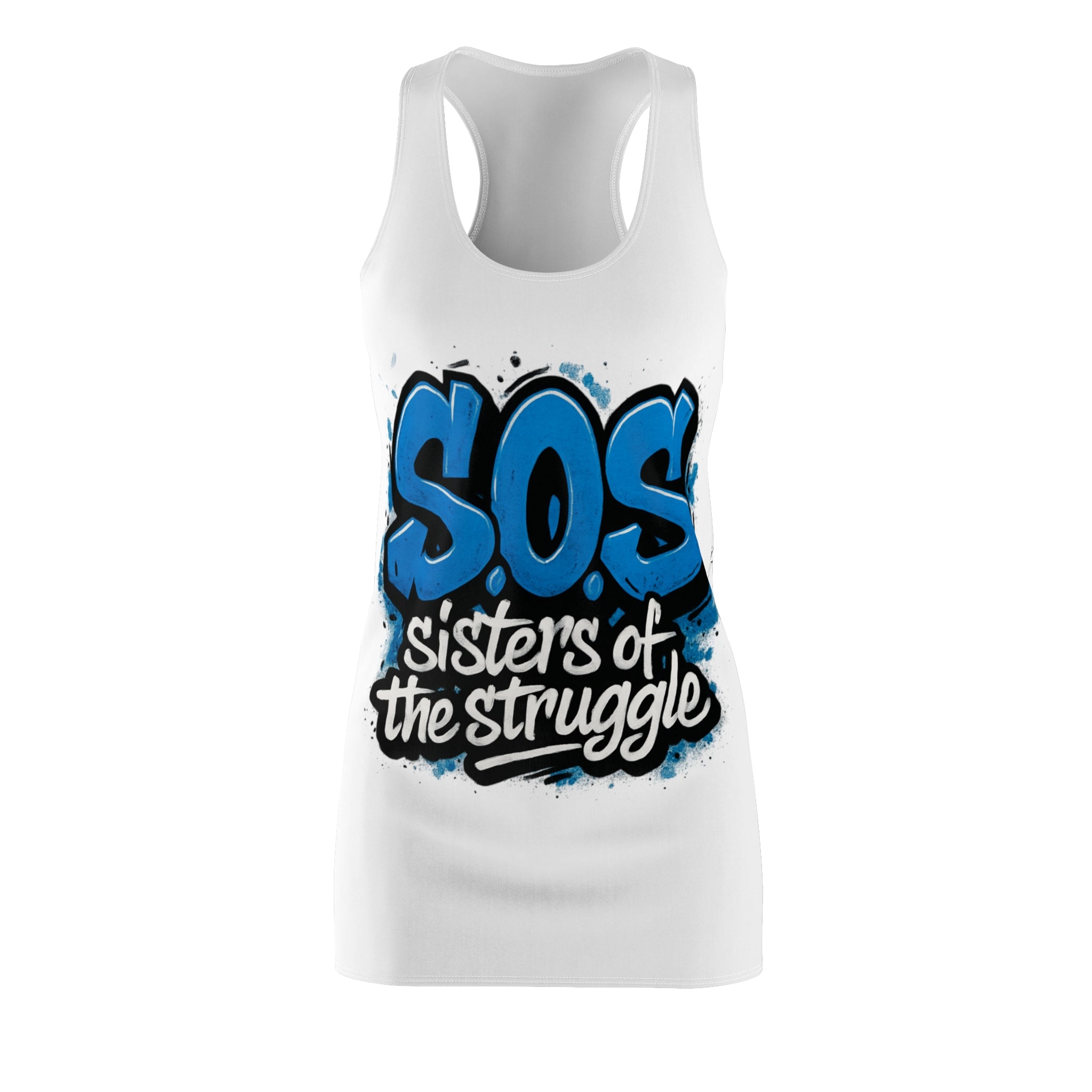 Sisters of the Struggle Racerback Dress — "SOS" Graphic Feminist Statement Dress