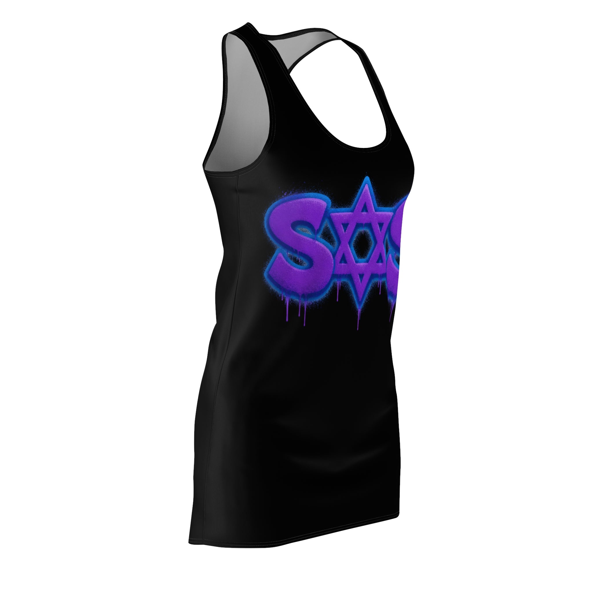Racerback Dress - Purple Graffiti Star of David Streetwear