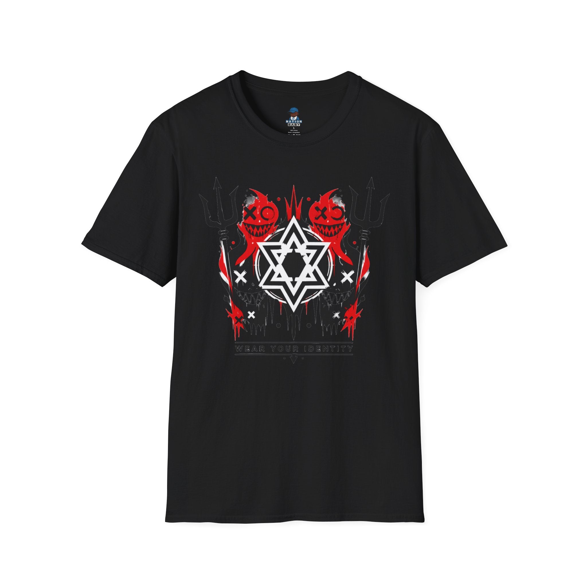 WEAR YOUR IDENTITY red black faces