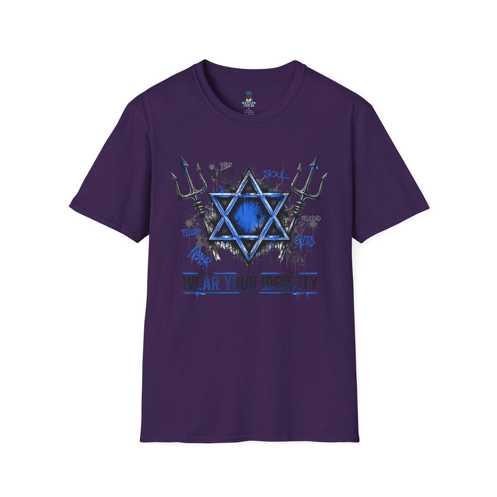 WEAR YOUR IDENTITY  blue writing