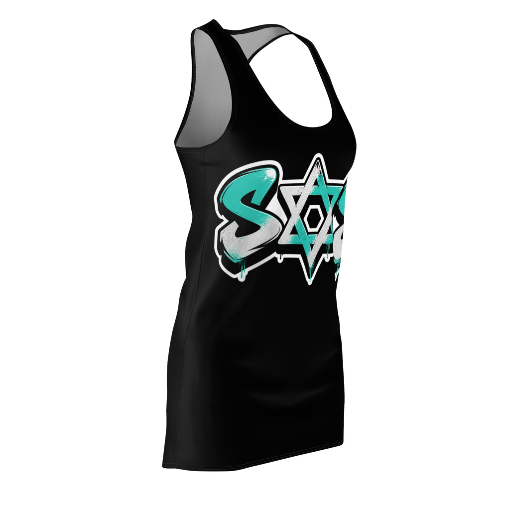 Teal white dress SOS