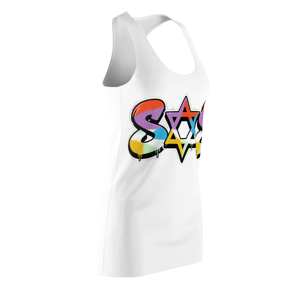 (White)multi colored dress SOS