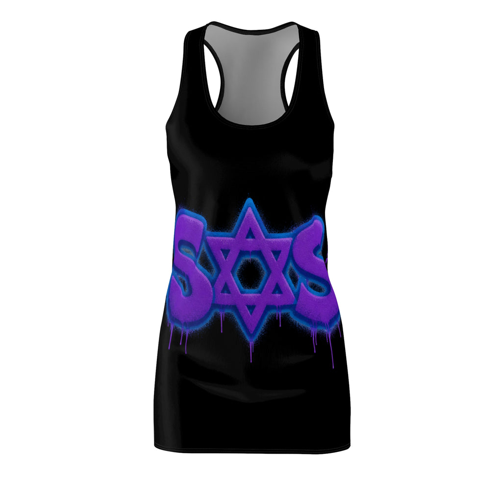 Racerback Dress - Purple Graffiti Star of David Streetwear
