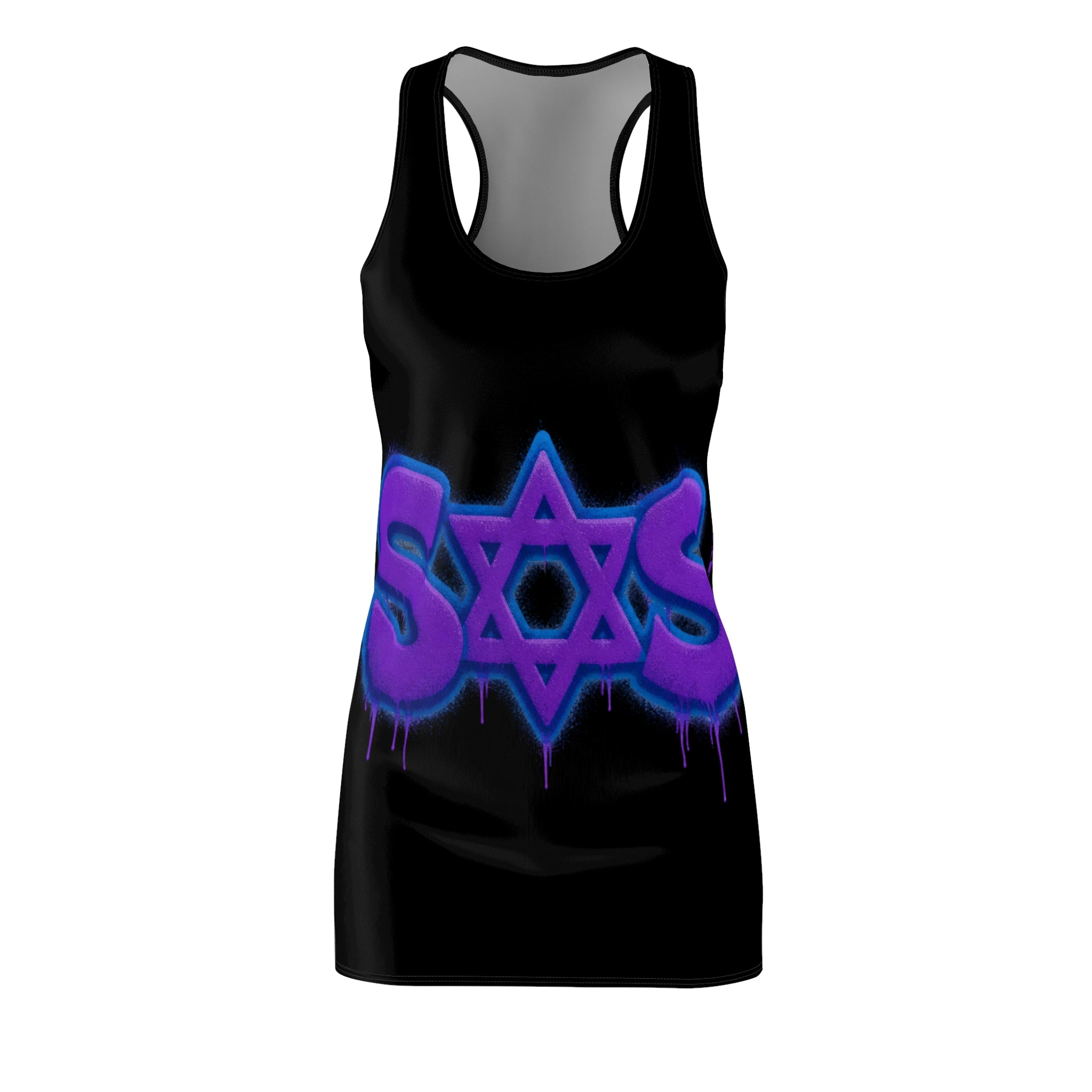 Racerback Dress - Purple Graffiti Star of David Streetwear