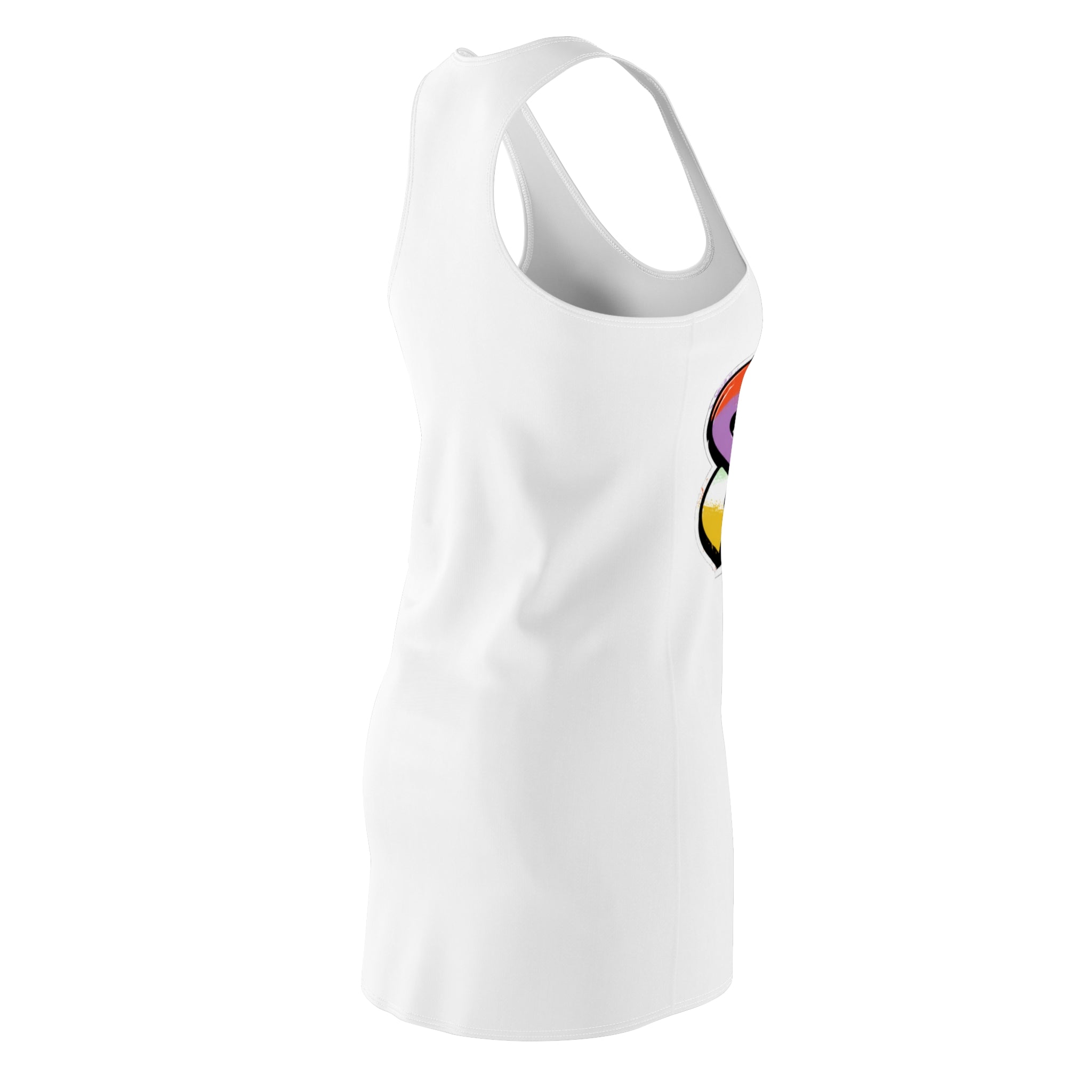 (White)multi colored dress SOS