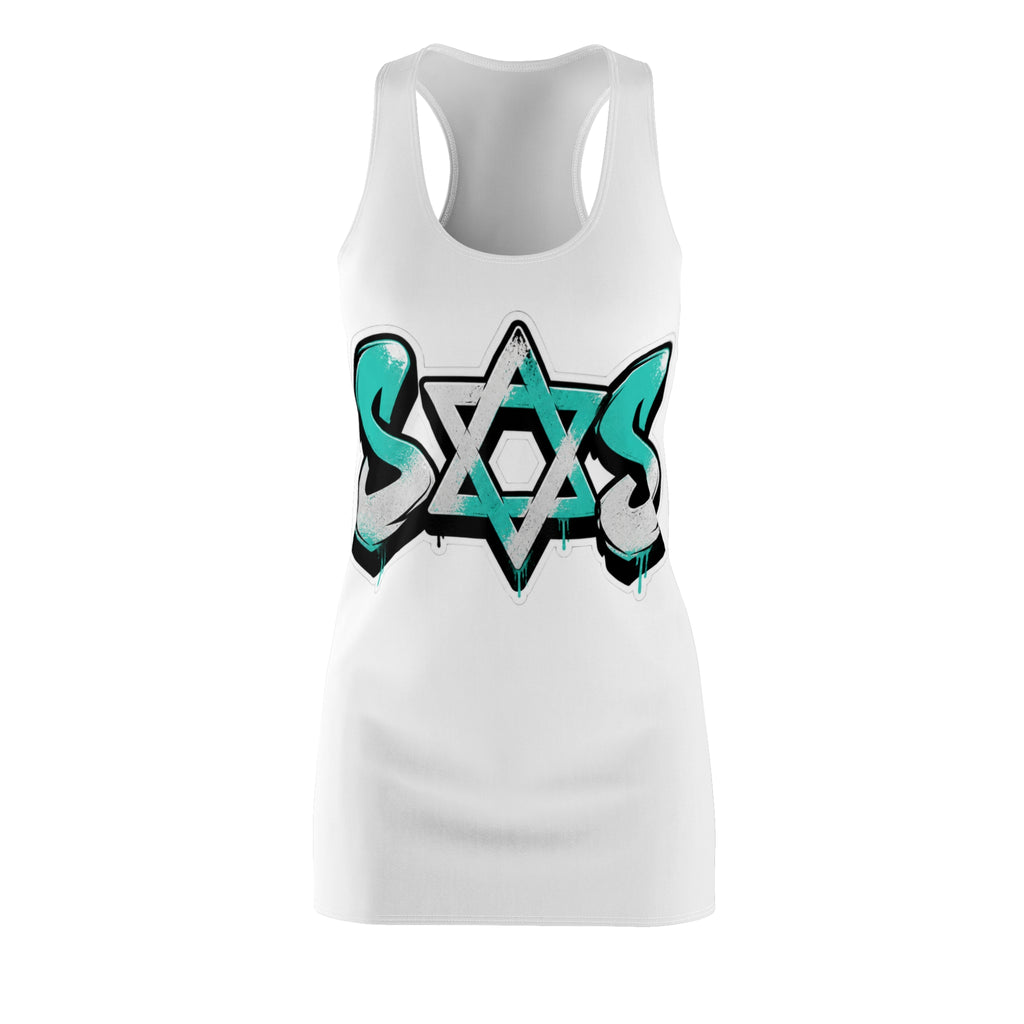 (White)teal white dress SOS