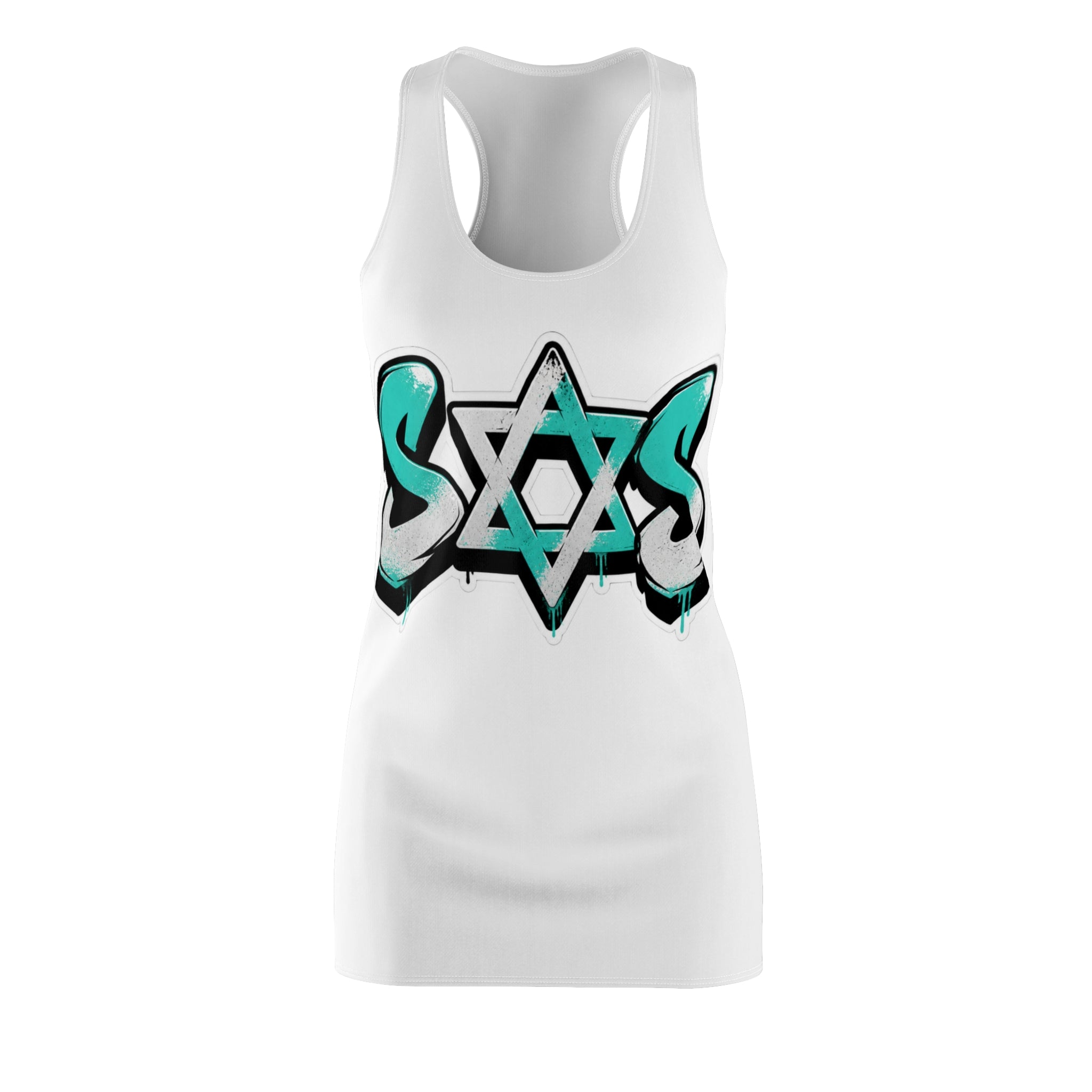 (White)teal white dress SOS