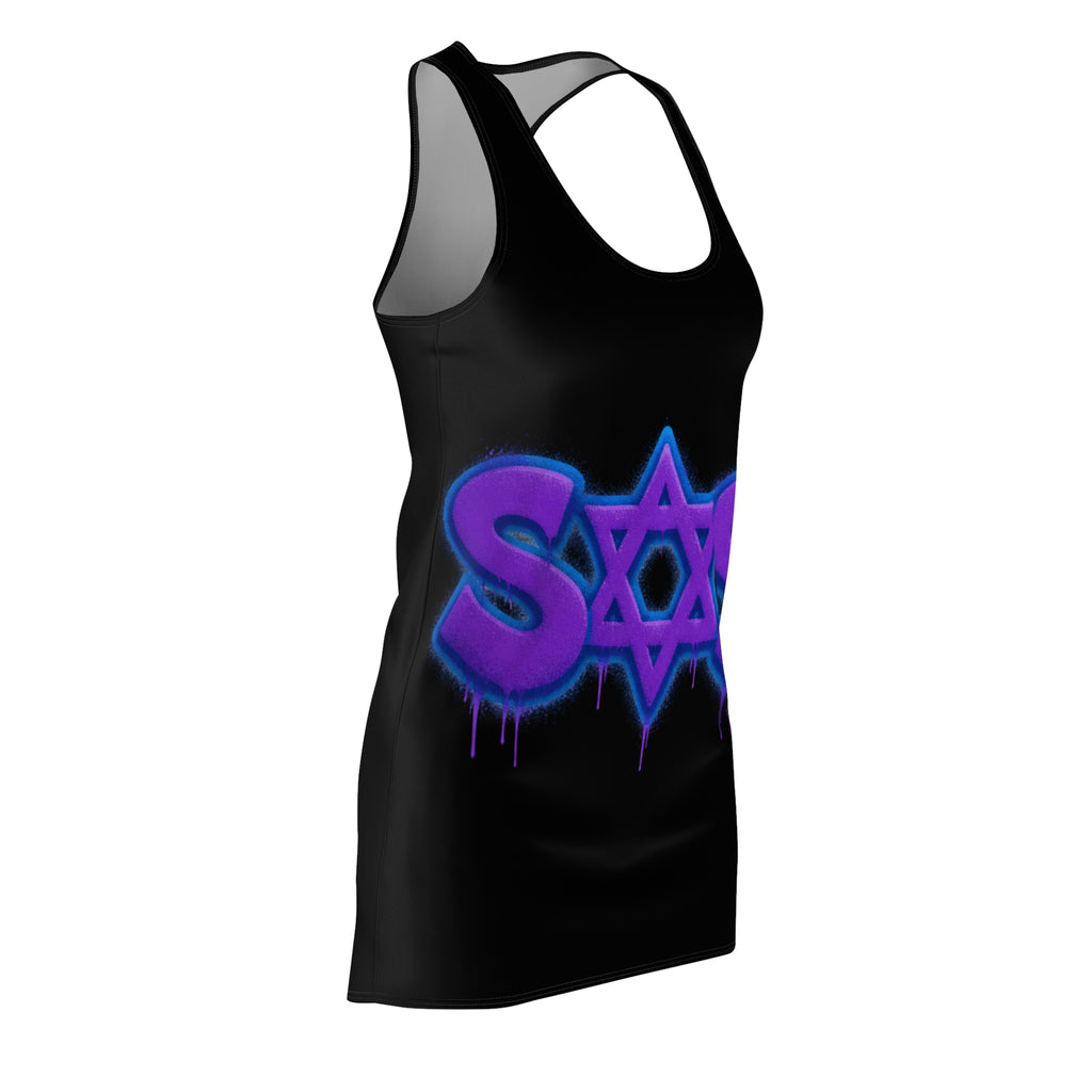 Racerback Dress - Purple Graffiti Star of David Streetwear