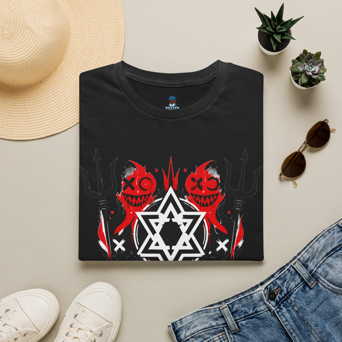 WEAR YOUR IDENTITY red black faces