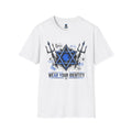 WEAR YOUR IDENTITY  blue writing