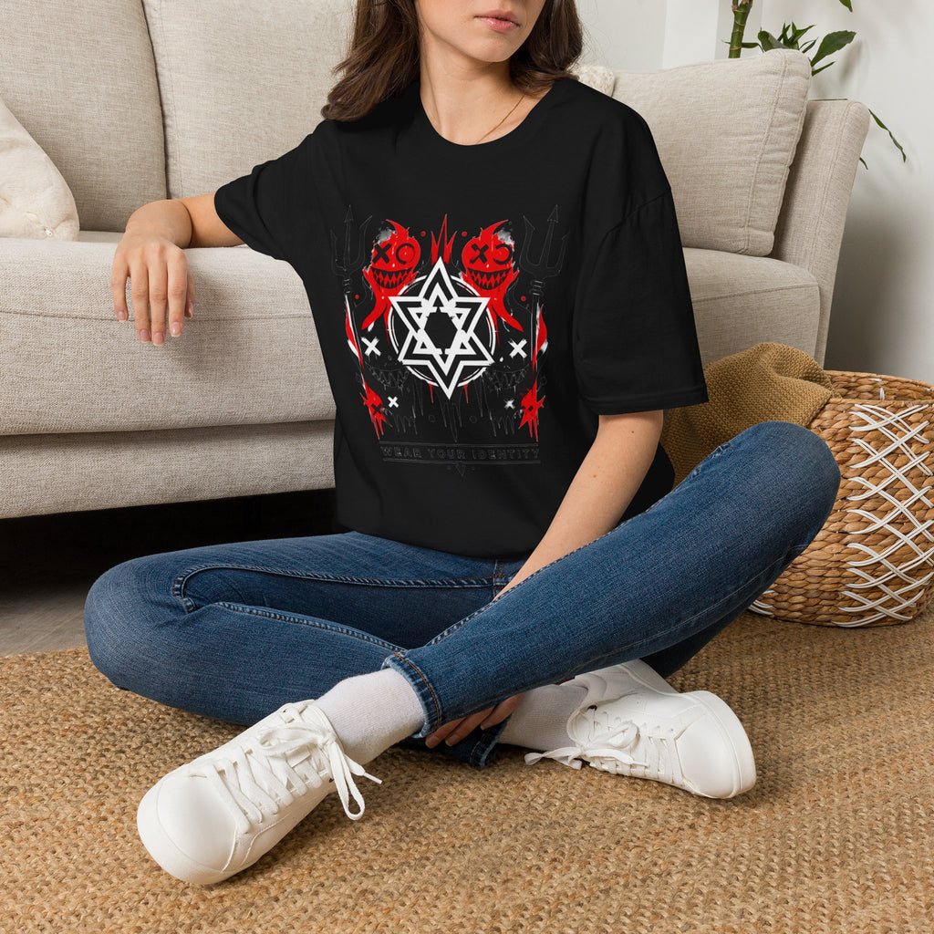 WEAR YOUR IDENTITY red black faces