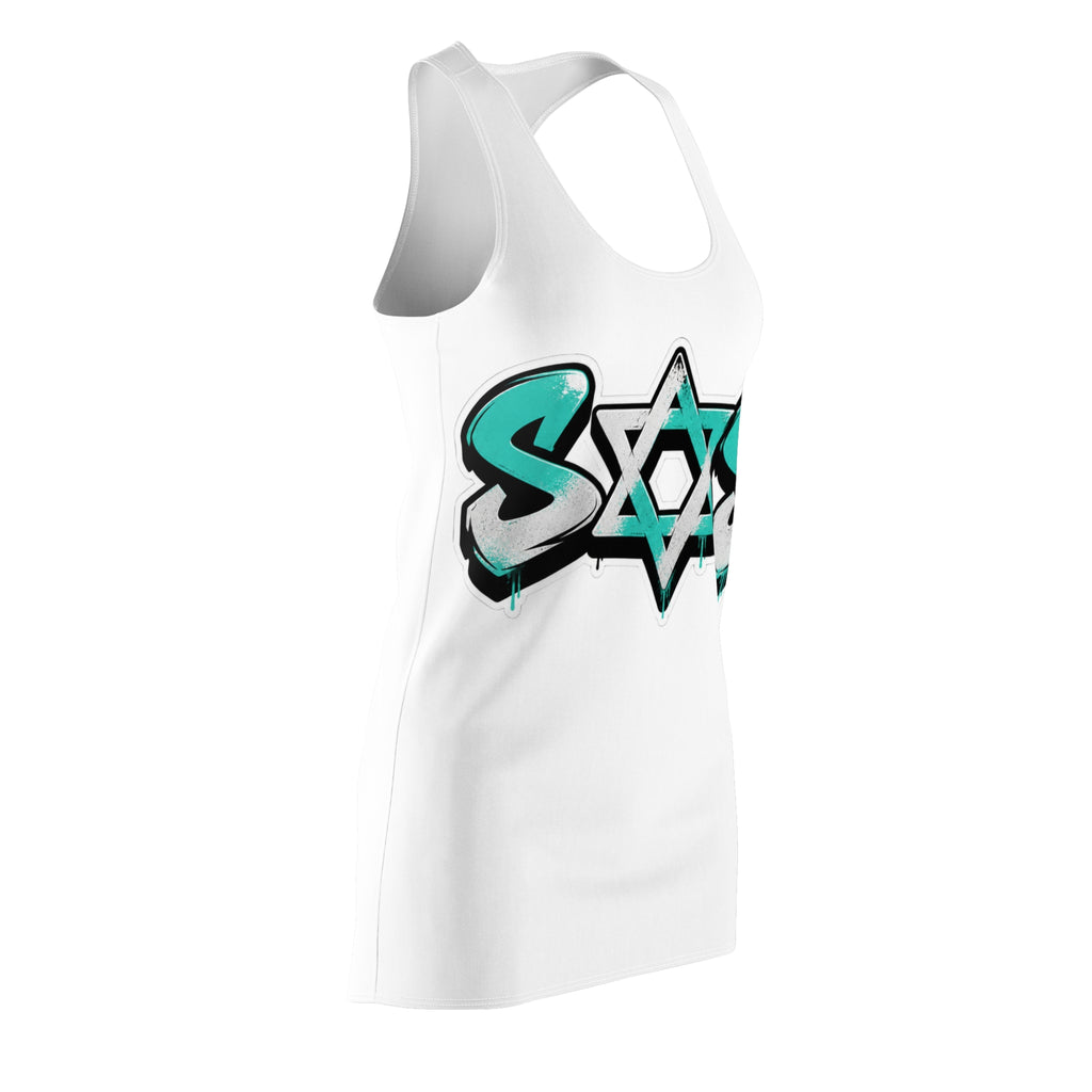 (White)teal white dress SOS