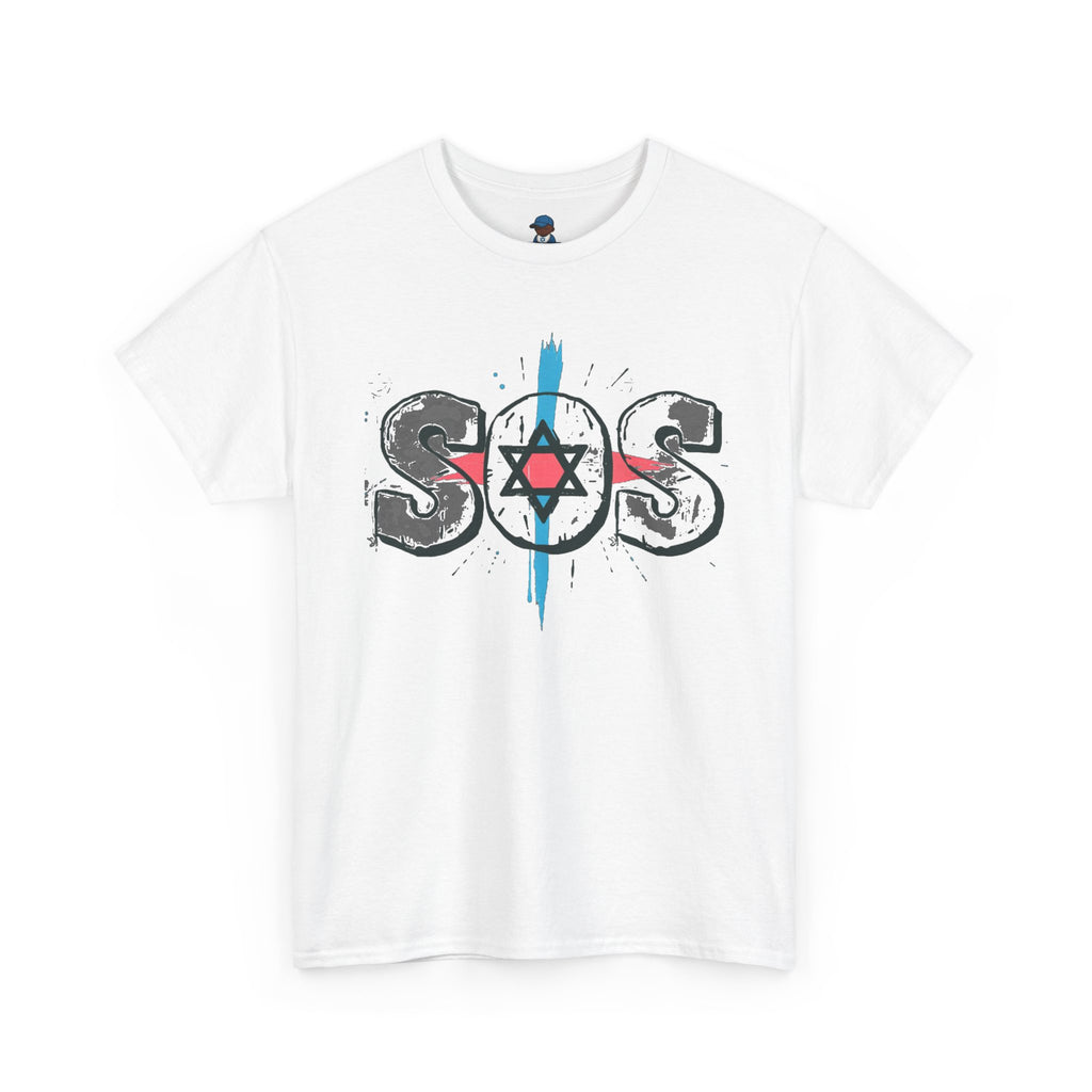 Pink blue and white SOS