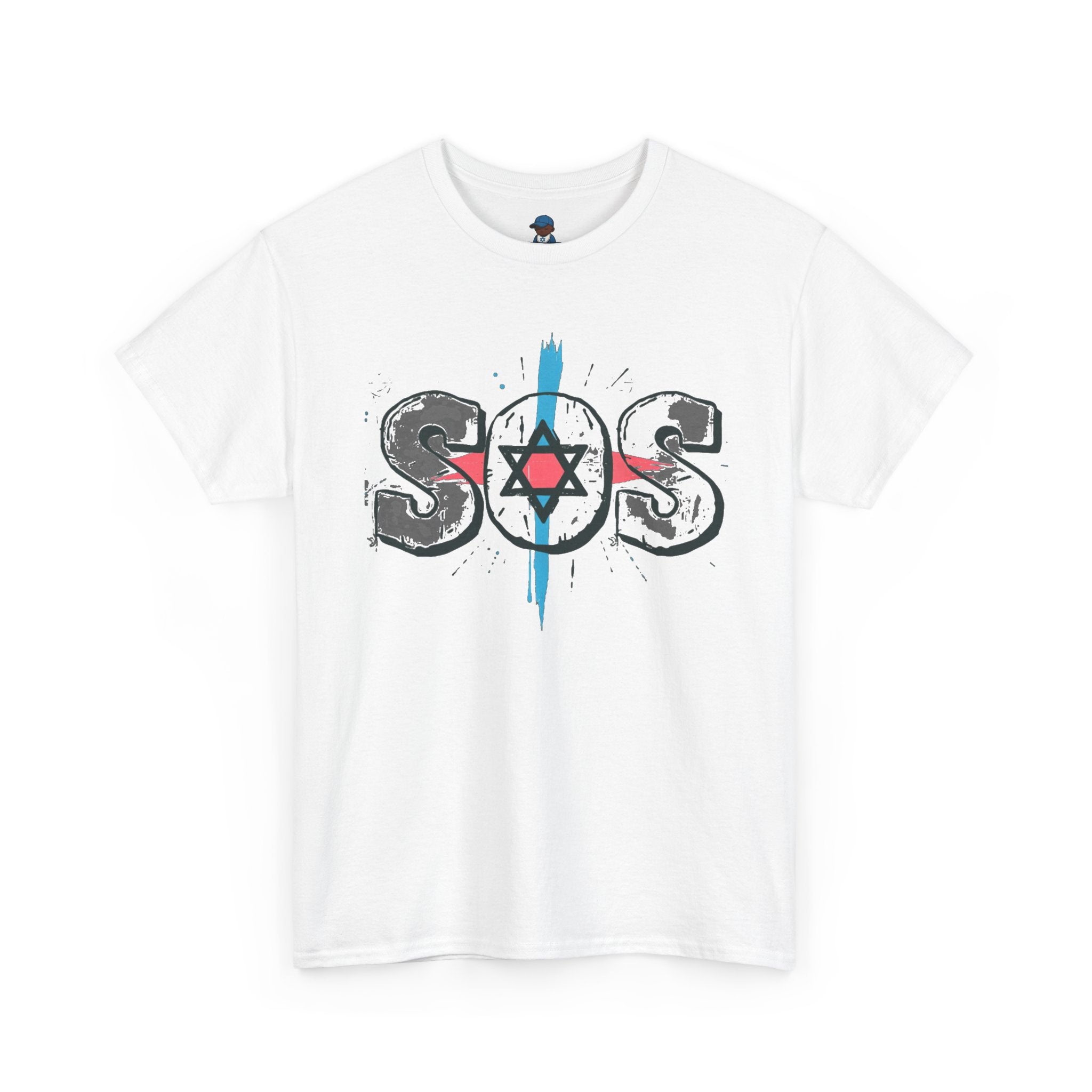 Pink blue and white SOS