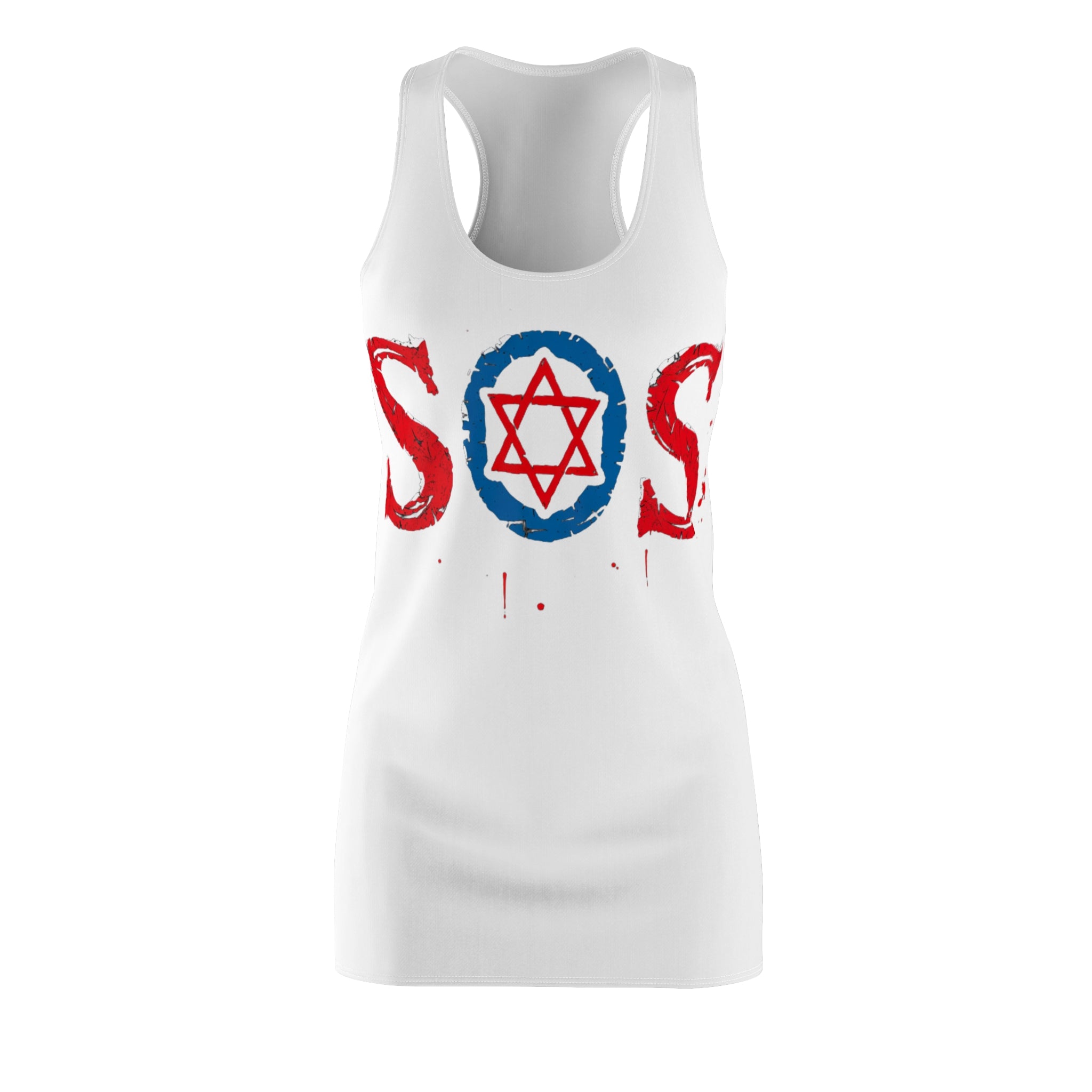 (White) red blue  dress SOS