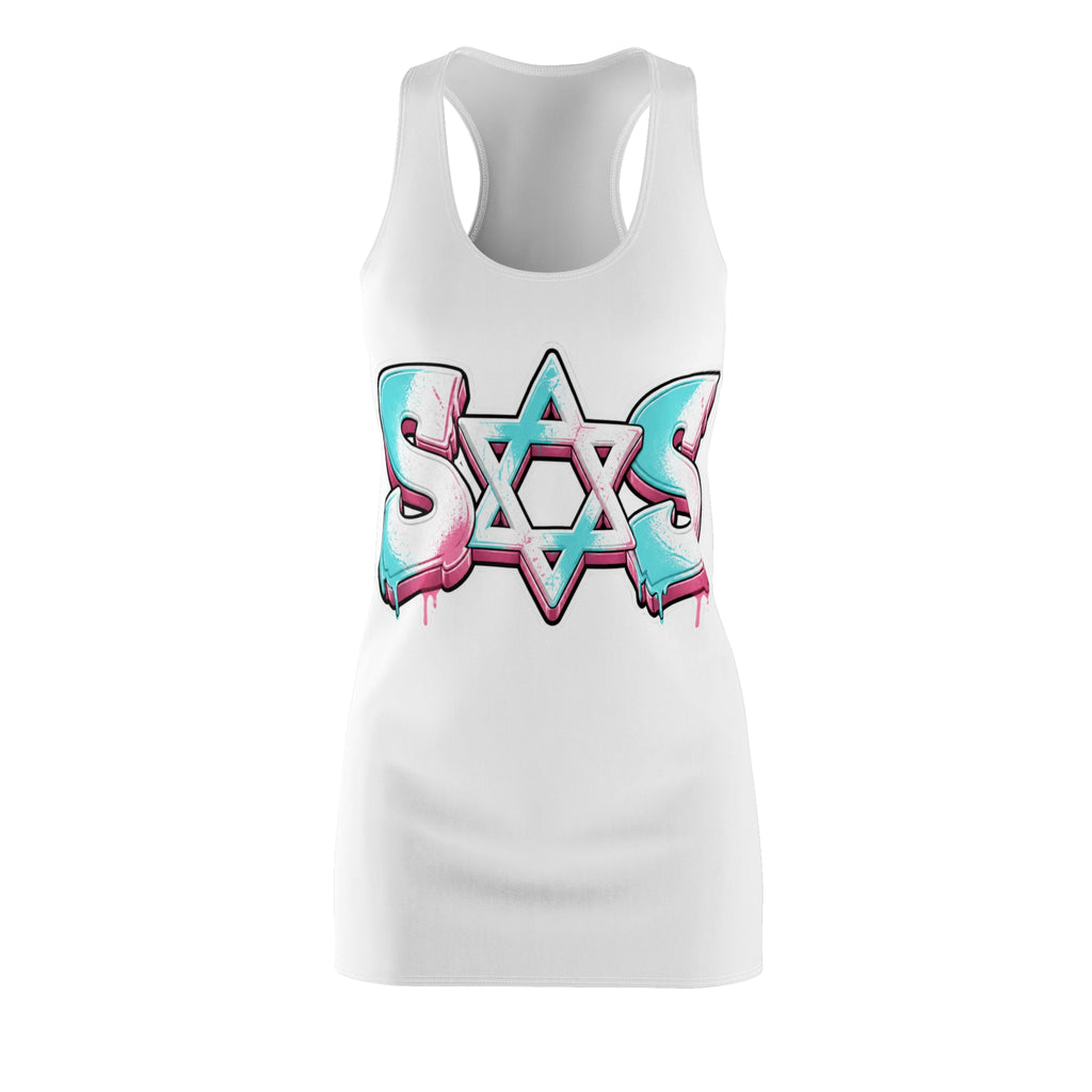 (White) off white blue pink dress SOS