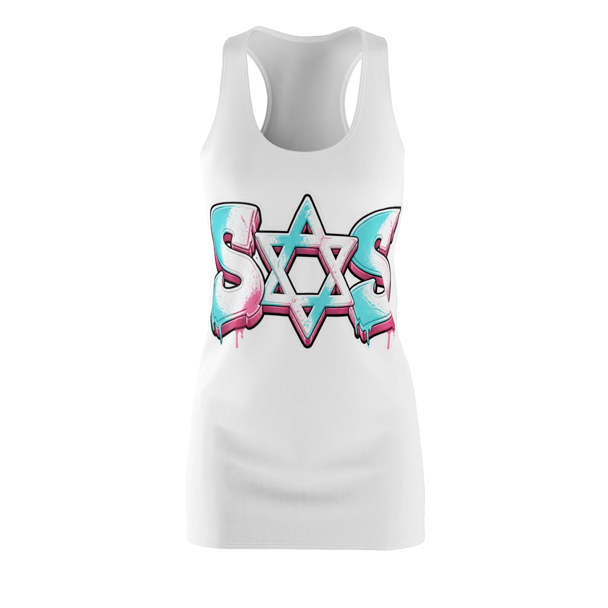 (White) off white blue pink dress SOS