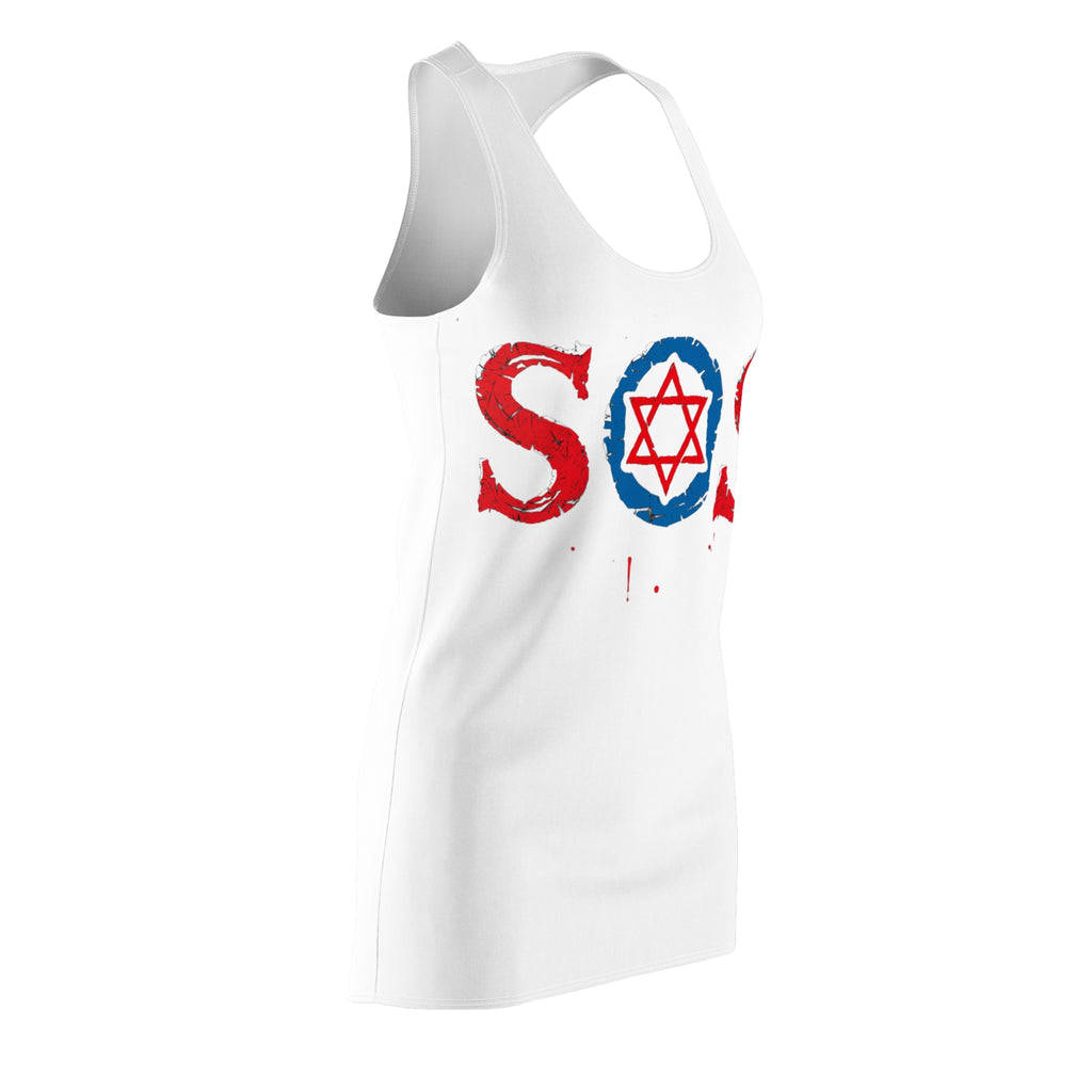(White) red blue  dress SOS