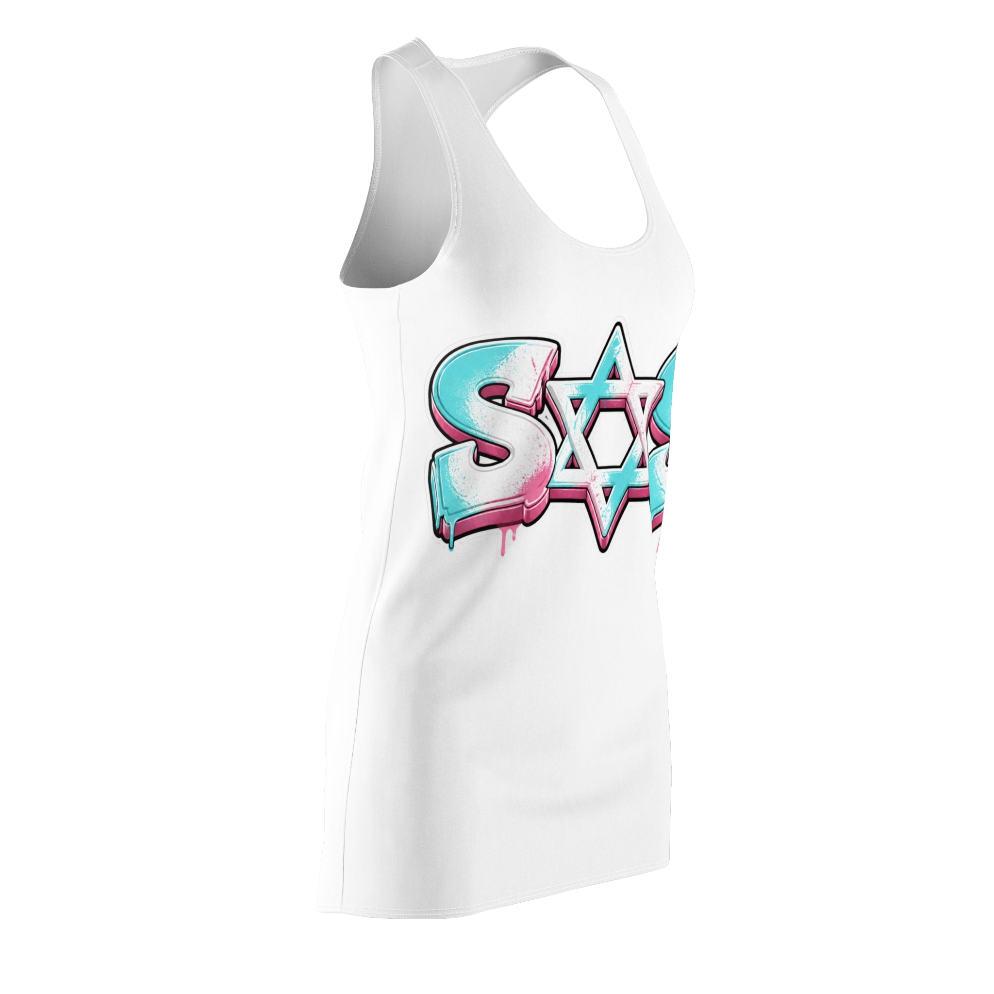 (White) off white blue pink dress SOS