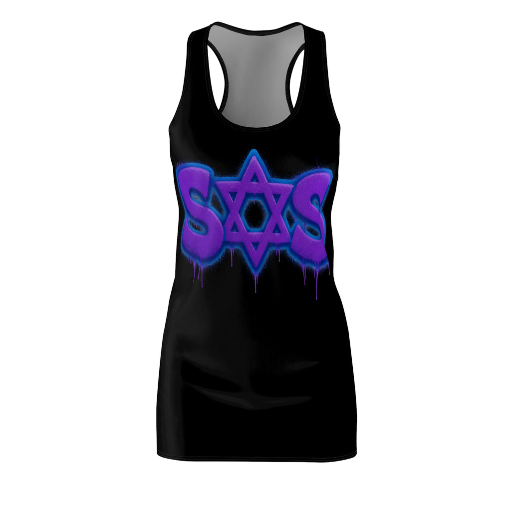 Racerback Dress - Purple Graffiti Star of David Streetwear